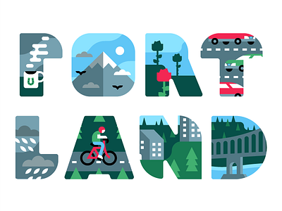 Portland illustration lettering pdx pnw portland vector