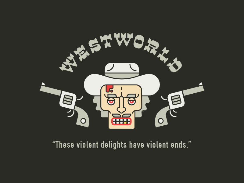 Westworld cowboy gif illustration pistol skull vector westworld wild west