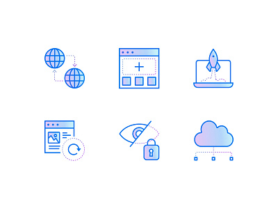 Icons dreamhost gradient hosting icons illustration vector