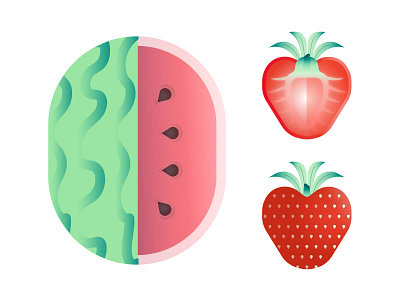 Feelin' Fruity 🍉🍓 fruit illustration strawberry vector watermelon