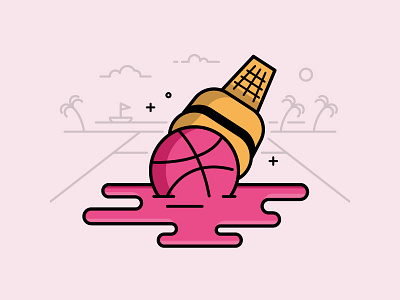 Dribbble Ice Cream Sticker beach dribbble ice cream illustration sticker summer vector