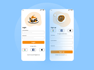 Login and Sign up Screen-food App