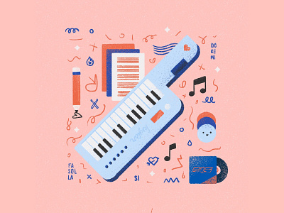 Keytar cute illustration keytar music