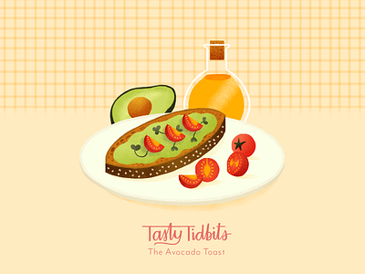 Avocado Toast avocado avocado toast eater food food blog food illustration illustration oil sourdough toast tomatoes