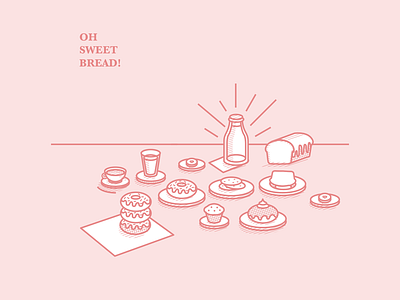 Bread bread dessert illustration milk outline vector