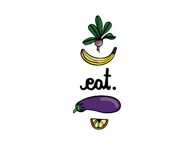 Eat a Banana banana eat eggplant food illustration illustrator lemon purple turnip vector yellow