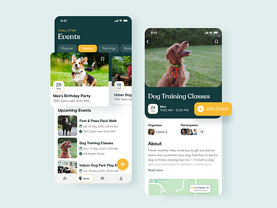 Dog Sitters App – Events app app ui app ux dog events ios ios ui mobile app design mobile app ui mobile ui pets ui design uiux