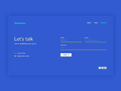 Boxletter Contact Page