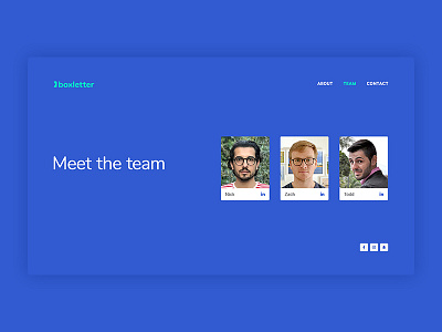 Boxletter Team Page bio blue company minimal page team