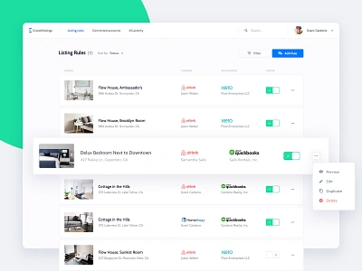 CrunchListings - Accounting Webapp app clean dashboad interface list listing rules saas status table ui ux webapp