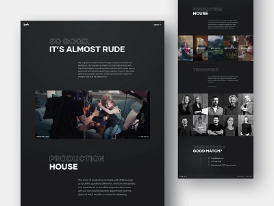 Jerk - About Us Page about aboutus black white clean dark departments design interface internal page layout minimal redesign services team typography ui ux video web design website