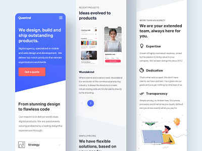Quantral - Mobile Homepage agency clean home homepage interface landing layout minimal portfolio ui ux website white