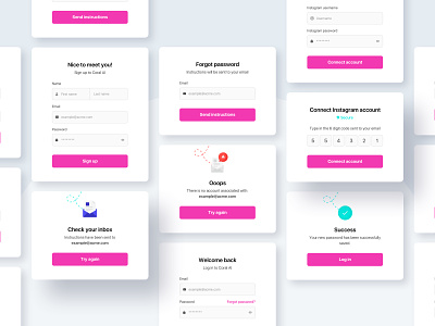 Coral UI Elements account clean connect design system error interface layout login minimal modals password signup styleguide success ui ux webapp website