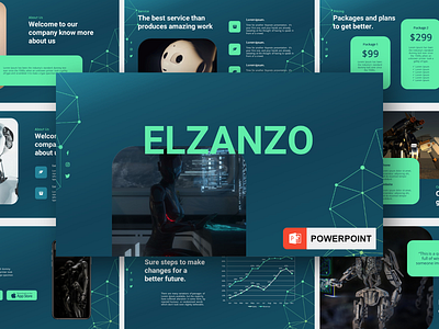 Elzanzo - Artificial Intelligence PresentationTemplate artificial business communication computer concept connection creative data digital intelligence robot technology