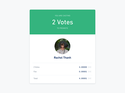 Vote Preview balance blockchain card erc 20 ethereum exc eximchain green promotion quadratic token voting