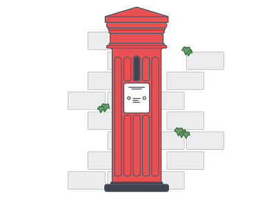 Victorian Mailbox brick british icon illustration ivy mailbox red simple youve got mail