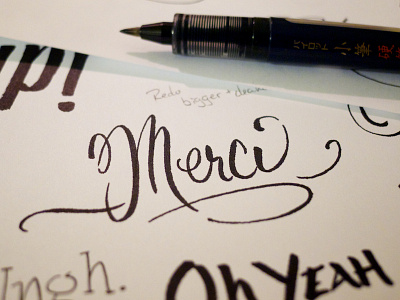 Merci lettering brush pen hand lettering merci scroll