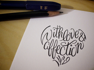With love and affection coxcomb shop hand lettered illustration letterpress valentine