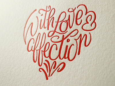 With love Letterpress coxcomb shop hand lettered illustration letterpress valentine
