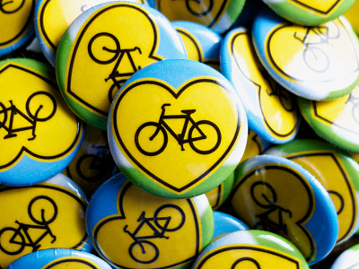 Love Bike Buttons bike bikes button heart non profit pin