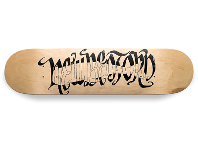 New Bedford Skateboard blackletter hand lettered skateboard whale white whale