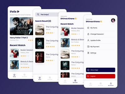 iFelix - Streaming Film Mobile App Design