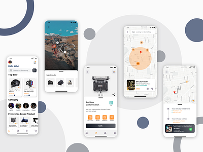 Customize Accessories For Motorcycle Application accessories adobe adobe xd adobexd app app design application bike customization ios mobile mobile app motorcycle ui ui design uiux user