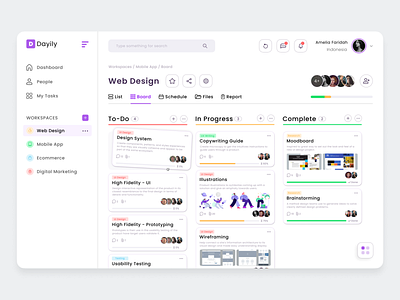 Project Management App - Kanban Board Workspaces kanban board project management ui design ui ux design web app web design