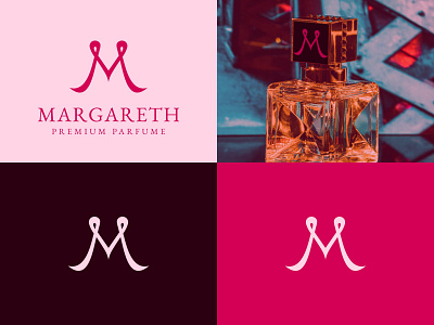 M monogram logo for parfume company branding design elegant feminine graphic design icon logo logodesign luxuries monogram parfume pink purple vector