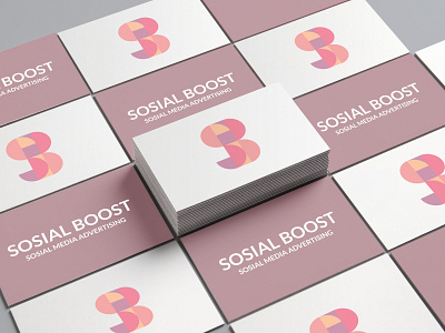 Sosial Boost branding card mockup card name design graphic design icon logo logo design logo mockup logo presentation logo sale mockup pastel pink sale typography vector