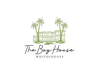 The Bay House Whitsundays Logo Design branding design elegant graphic design green handwriting illustration logo travell vector