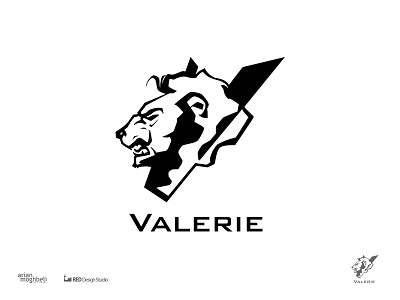 Valerie logo design identity illustration letter letterform lion logo logotype mark monogram symbol v