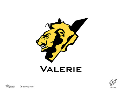 Valerie logo design identity illustration letter letterform lion logo logotype mark monogram symbol v