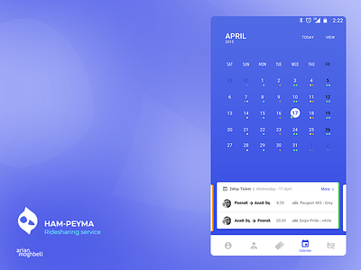 Dribbble Hampeyma 3 android application calendar ios iran map tehran uber