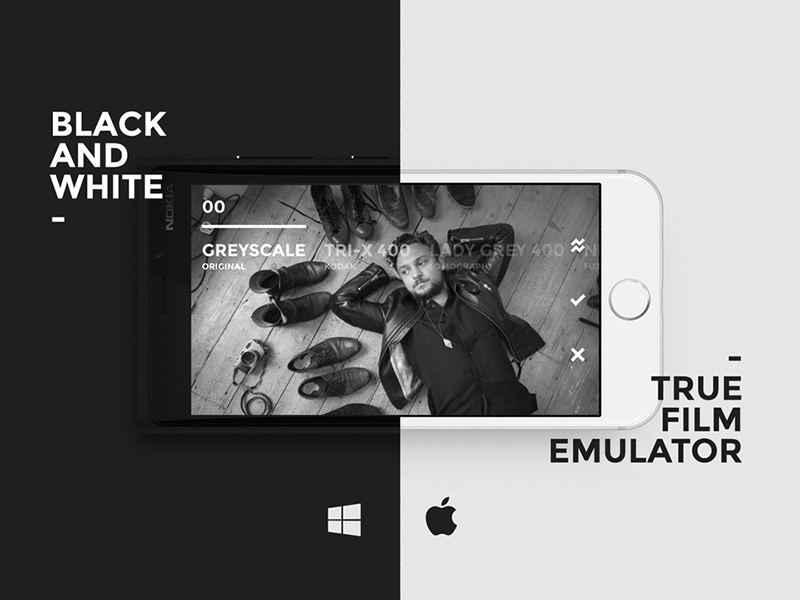 BLACK black and white blackapp bnw clean ui clear ui full screen horizontal minimal mobile ui ui