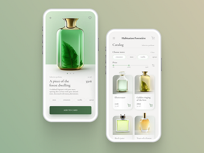 Concept design of a mobile app for selective perfumes mobile app product card ui ui design ux