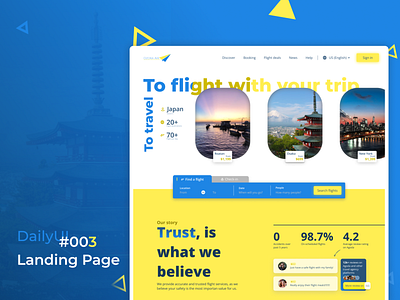 DailyUI #003 - Landing Page airline branding design flight landing page logo sky travel ui ui design ux ux design website