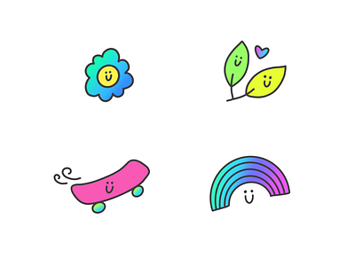 stickerpack eclair design flower illustration leaf procreate rainbow skate stickerpack stickers telegram