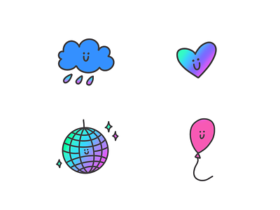 stickerpack eclair cloud design heart illustration party procreate stickerpack stickers