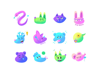stickers for telegram "emonimals" animals design emoji illustration procreate stickerpack stickers telegram