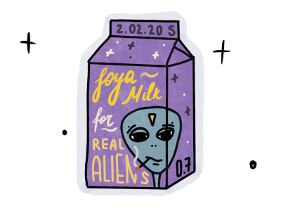 soya milk for REAL aliens alien design illustration milk procreate space stickers