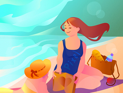 the last day of summer beach design girl graphic design illustration people summer