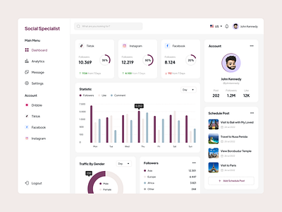 Social Media Management Dashboard dashboard management social media ui ux website