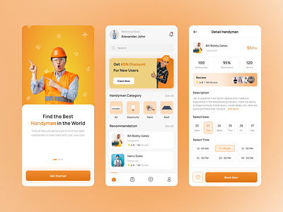 Handyman App handyman mobile orange ui ux