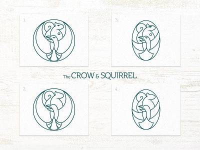 The Crow & Squirrel Pub - Logo Iterations bar brand branding crow design food illustration logo pub restaraunt squirrel vector