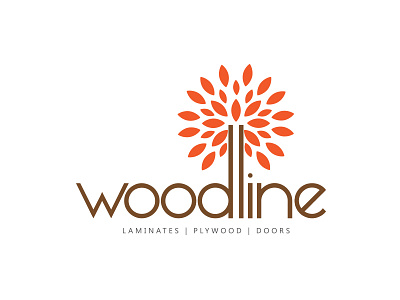 Woodline Logo brand identity design doors identity laminates leaves logo logo design plywood tree visual woodline