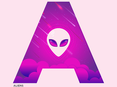 A - ALIENS 36daysoftype a abstract aliens alphabets design graphic illustration shrutillusion sketch type typography vector