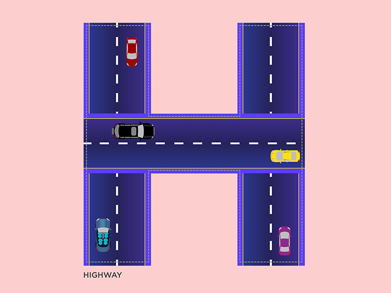 H - Highway 36daysoftype-h highway alphabets logo vector concept type typography illustration abstract graphic shrutillusion design