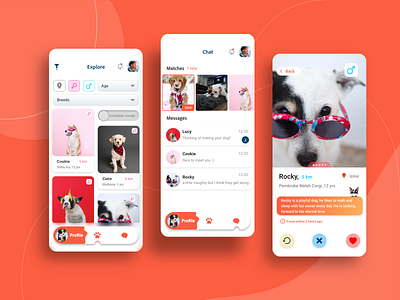 Tinder for pets app design graphic design ui ux web