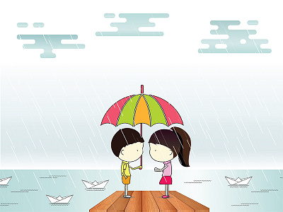Monsoon magical boy cloud dead concpet girl love monsoon ocean paper boat rain rainy umbrella vishnu khowal